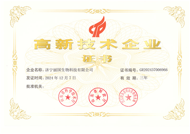 High tech Enterprise Certificate